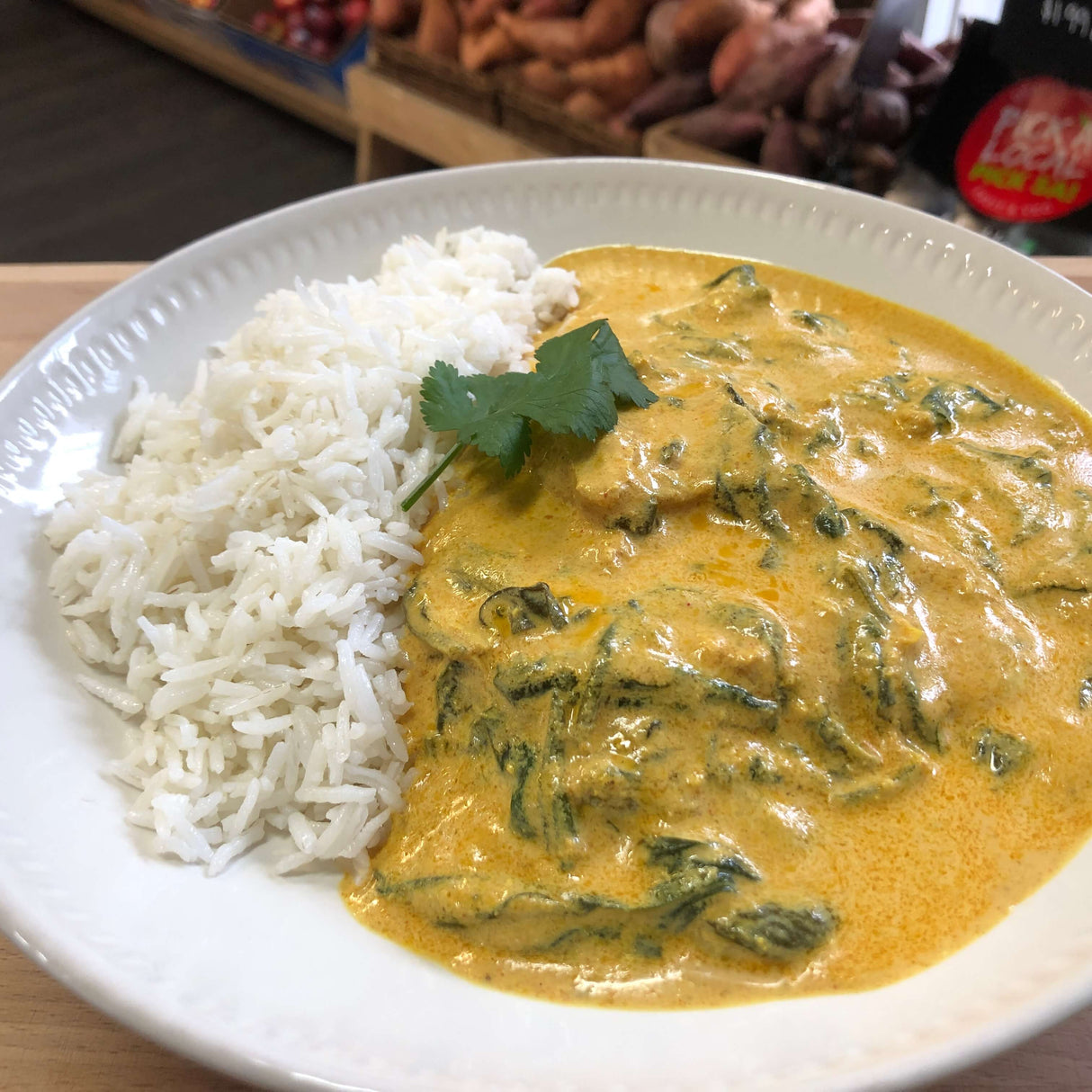 Butter Chicken & Spinach with Rice (mild)