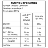 Spinach & Ricotta Cannelloni (frozen) 600g