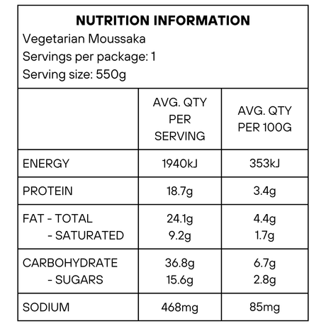 Vegetarian Moussaka (frozen) 550g