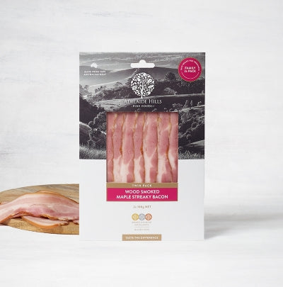 Adelaide Hills Wood Smoked Maple Streaky Bacon - 2x100g